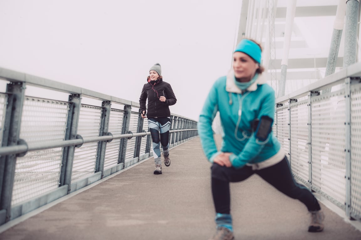 Runners exercising on a cold winter day